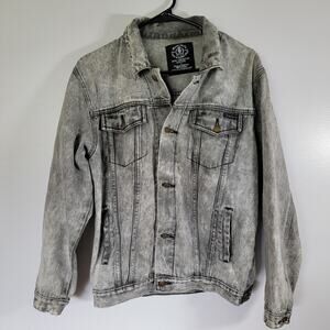 Y2K Gray Distressed Denim Heavyweight Jacket Womens Sz L Vintage Rugged Outdoors